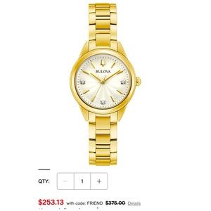 Bulova Women's Sutton Diamond-Accent Gold-Tone Stainless Bracelet Watch 28mm